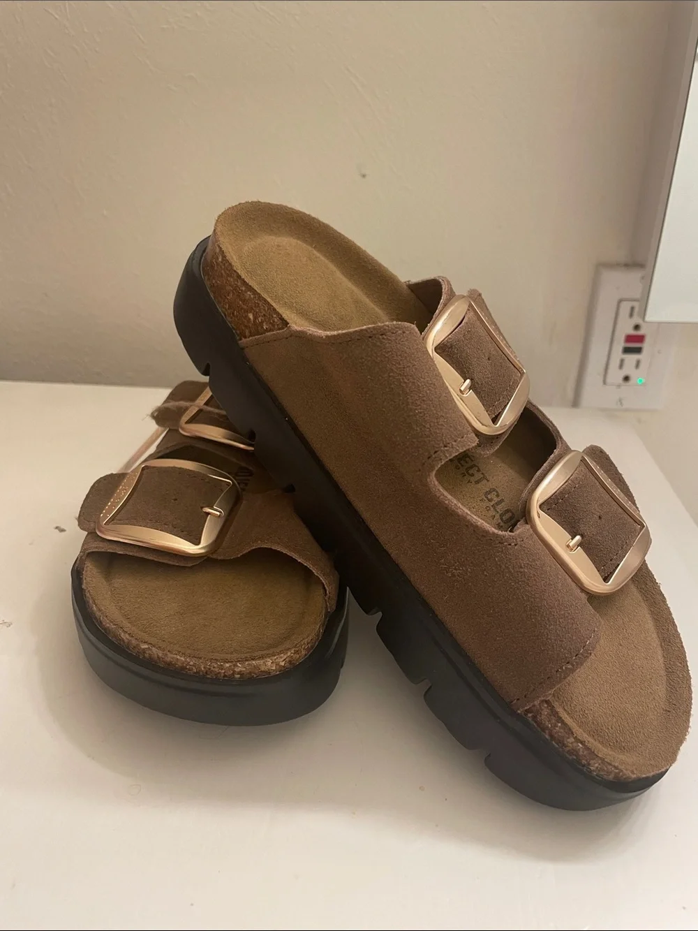 Men’s Brown Suede Double-Buckle Sandals